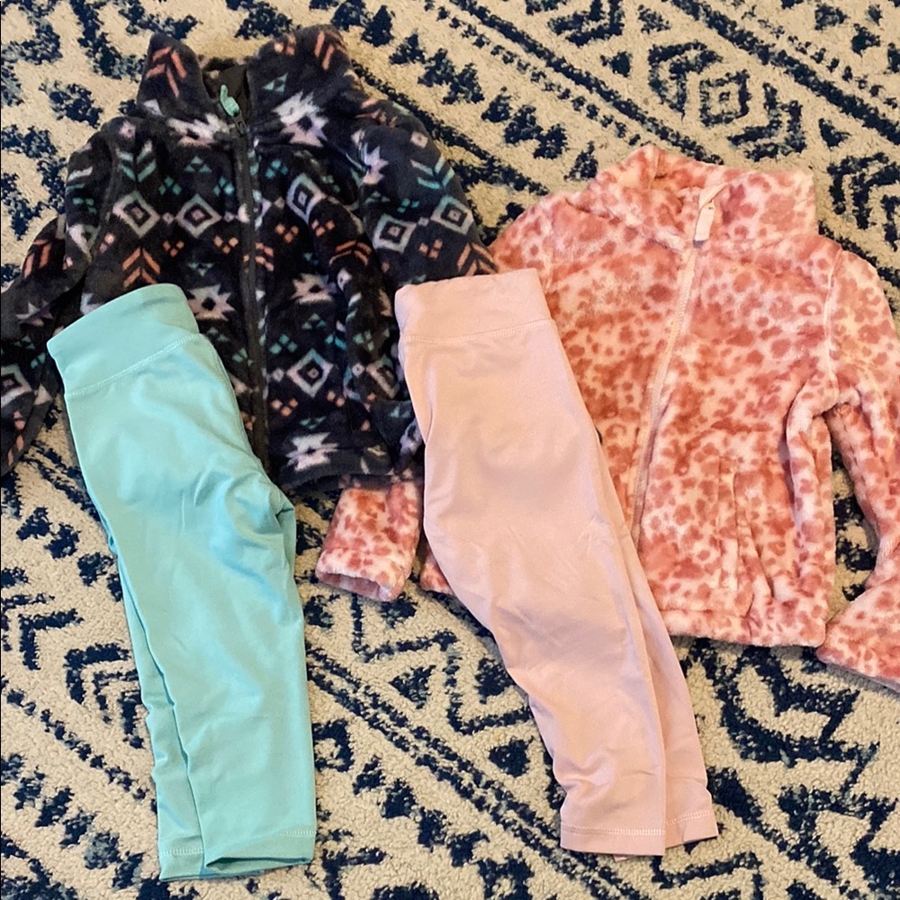 Kids Fleeces with Matching Pink and Aqua Leggings